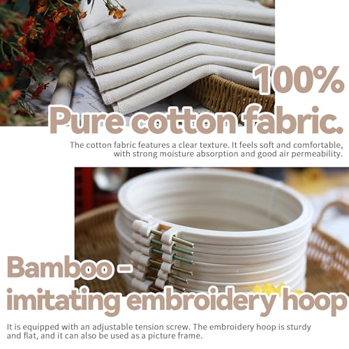 Image of DINVES DIY Punch Needle Kits, Cute Cartoon Sheep with Flower for Beginners, 20x20cm Hoop Embroidery Punch Needle Starter Craft Set, Easy for Adults and Children, Ideal and Decoration Gift