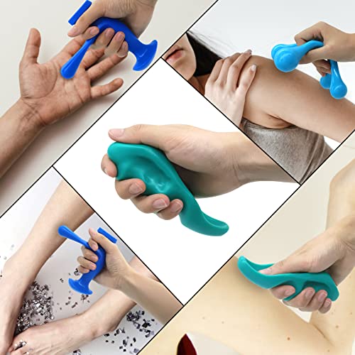 Jvnzam 3 Pcs Deep Tissue Gua Sha Massage Tool For Full Body Deep Tissue Massage, Set Include 1 Green Thumb Protector Tool 1 Palm Urchin Massage Tool Hand Held 4-Legged Massage Knobs #TOP5
