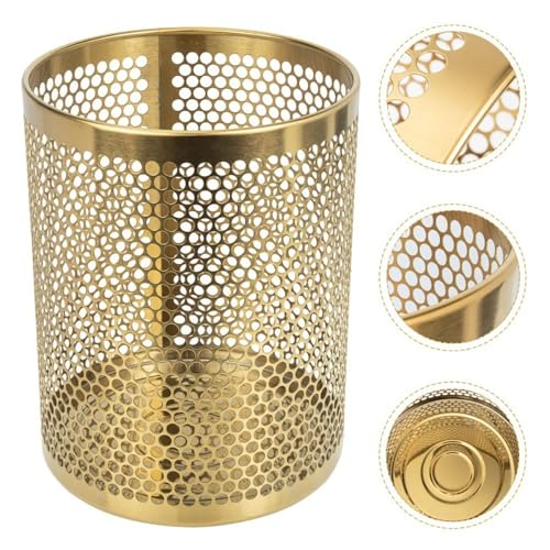 Papelera dorada de acero inoxidable para cocina y oficina miniatura 3