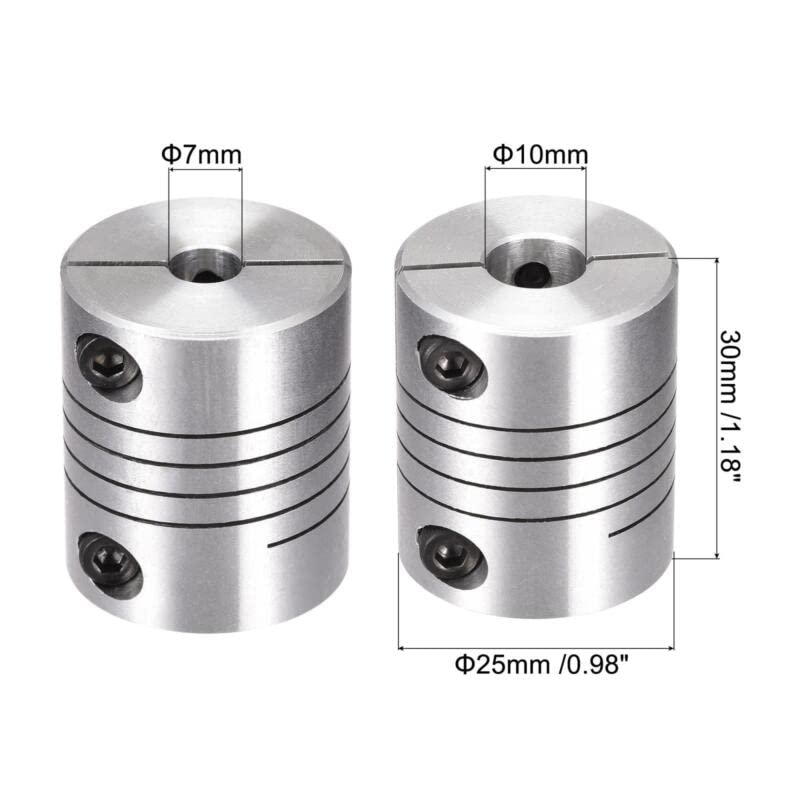 Tool parts Motor Shaft 7mm To 10mm Helical Beam Coupler Coupling 25mm Dia 30mm Length