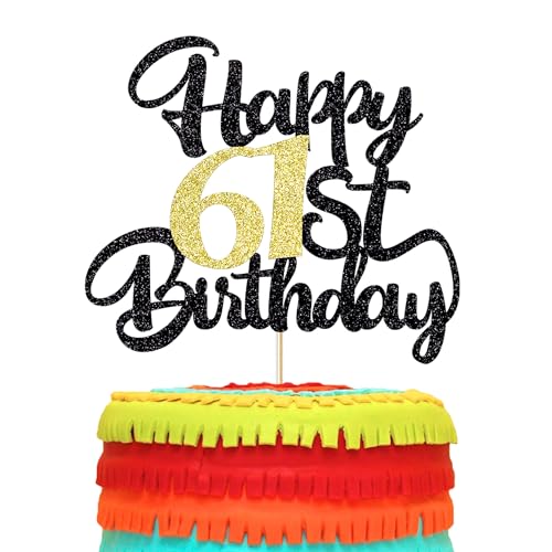 Image of 61st Happy Birthday Cake Topper and Decoration - Party Gift Plugin