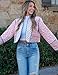 Arssm Women Floral Quilted Puffer Jacket Cropped Lightweight Patchwork Vintage Padded Short Coat Outerwear(Pink-XS)
