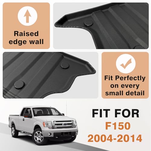 Image of TripleAliners Truck Mat Compatible with 2004-2014 Ford F150 Accessories 5.5FT Accessories, Truck Bed Mat Heavy Duty Custom Fit All Weather Protection TPE Pickup Liner