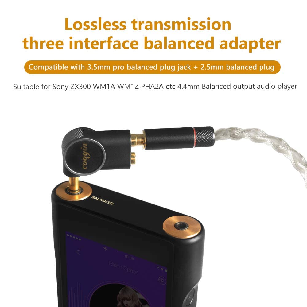 okcsc Adaptateur Audio Stéréo avec Fiche Jack 4,4mm stéréo Male ET doubleur Jack 3,5mm stéréo Femelle Contacts Or, Adaptateur de connecteur Casque 6N cuivre monocristallin+4N cuivre argenté pour Sony