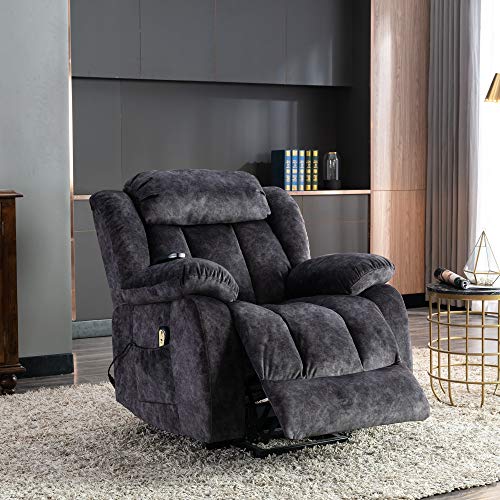 Silla reclinable para personas mayores, sofá elevador resistente con calefacción y vibración, diseño cómodo para mayor seguridad y apoyo