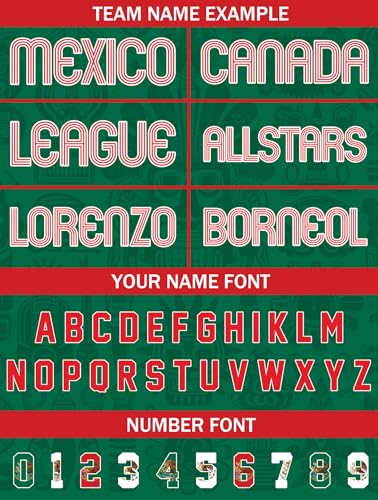 Custom Baseball Jersey–Personalized Team Shirt with Name & Number–Mexican Heritage Theme– Split Green Red Jersey miniatura 5