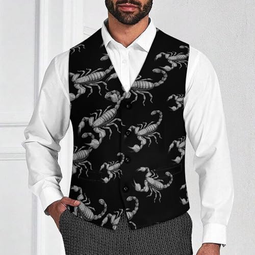 Cartoon Scorpion Men's Suit Vest Slim Fit Business Dress Party Pattern Waistcoat Vest Top2