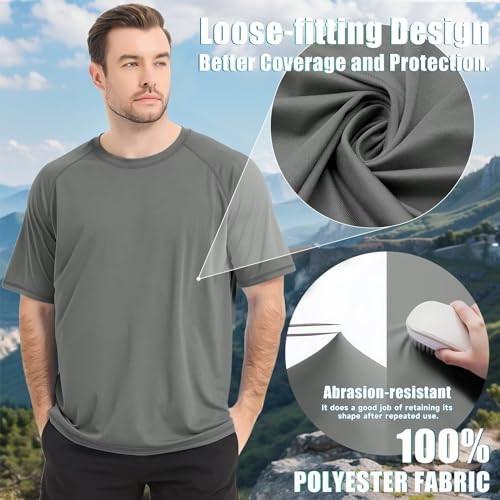 Mens Short Sleeve Rash Guard Shirt UPF 50+ UV Sun Protection Swim Shirts Quick Dry Hiking Running Fishing Shirt4