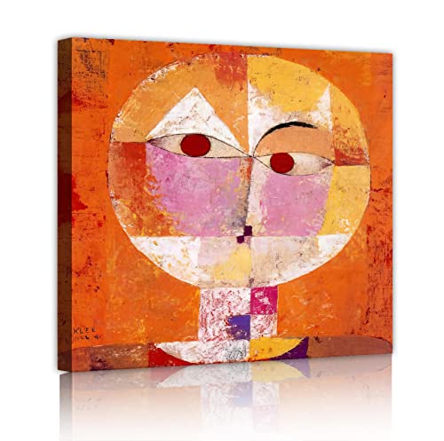 Art mural Paul Klee Senecio tableau déco salon et bar toile de peinture à l’huile orange