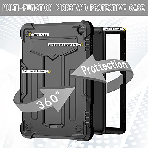 Coque Kindle Fire HD 8 Plus 2024 robuste antichoc hybride noire à support - 2