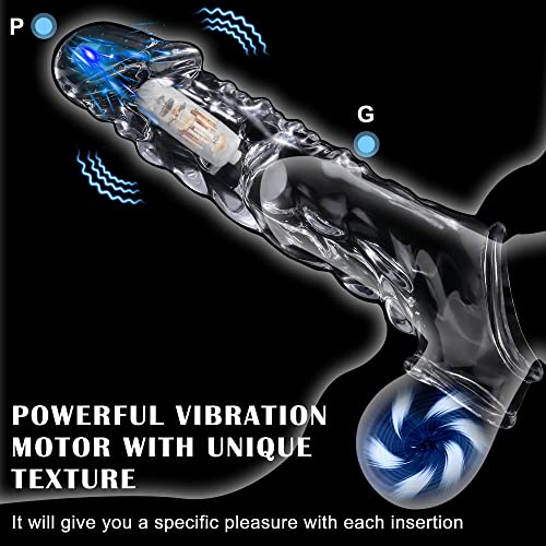 Kvevu Reusable Penis Sleeve With Vibrator Penis Ring,3.6 Inch Clear Penis Sleeve Cock Ring Extender Ultra-Soft Penis Enlarger For Couples Vibrating Dildo For Cock Enlarger Sex Toys For Men #TOP3