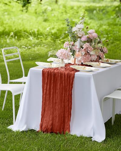 Pureegg 2 Pack Cheesecloth Table Runner 120 Inch Rust - image 7