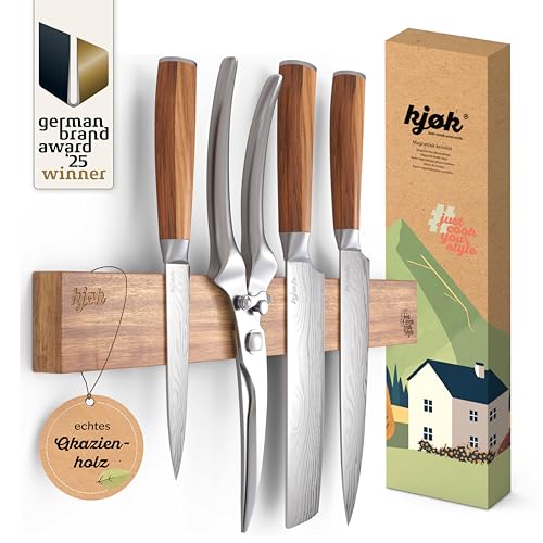 kjøk Premium Messer Halterung magnetisch echtes Akazienholz - Wandhalterung zum Kleben oder Bohren Holz Leiste mit Magnet für Küchenmesser -...