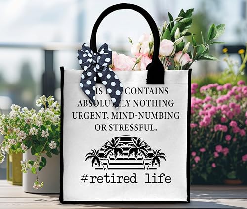 Bolso tote Retired Life para mujer - Tela de lona blanca, resistente al agua y duradero, con tema playero, talla única miniatura 4