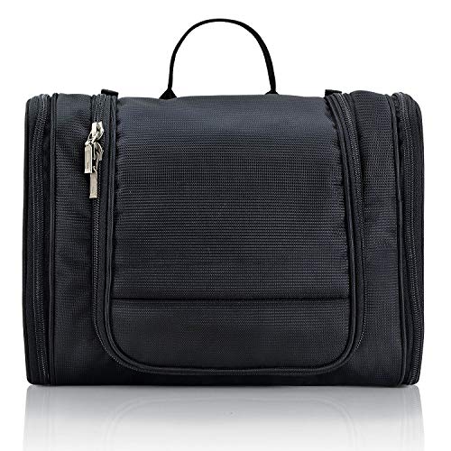 Image of FATMUG Travel Toiletry Kit Organizer Hanging Dopp Kit for Men Large Cosmetics Pouch for Women-Black