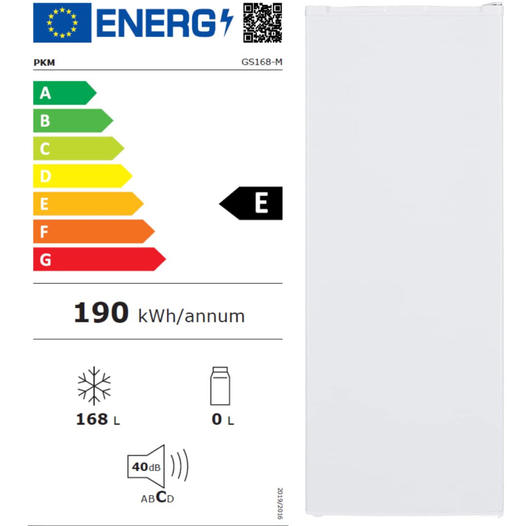 PKM Stand Gefrierschrank GS168-M | 168L Nutzinhalt | 142x55cm | inkl. Dual-Modus für Tiefkühlung & Kühlung | 4****Gefrierfach | Standgerät | Leise Laufleistung 40dB I Weiß