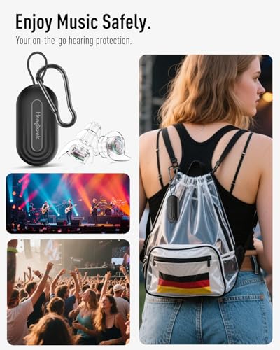 Image of Hearprotek Concert Ear Plugs, 2 Pairs Reusable High Fidelity Musician Ear Plugs, Purple, Silicone, Earplugs, Earplug, Noise Protection
