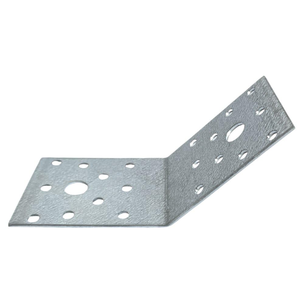 Conector angular de 2,5 mm – 100 unidades de conectores de madera de metal 70 x 70 x 55 mm – Ángulo de metal 135 grados conector pequeño – Ángulo de montaje ángulo de construcción galvanizado