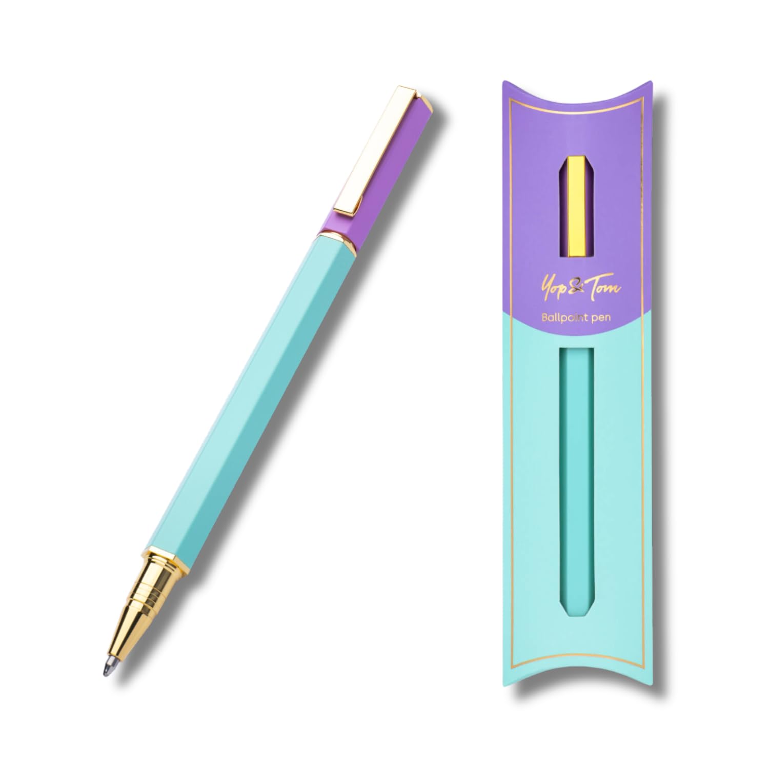 Yop & Tom Hexagonal Ballpoint Pen - Contrast Range - Lilac & Mint