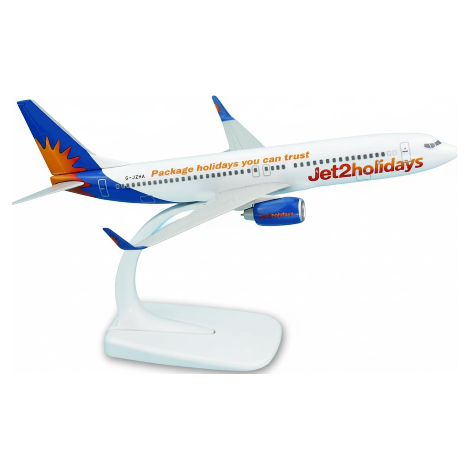 Model Airplane Jet2 Holidays Boeing 737-800 AeroClix G-JZHA 1/200 Scale Model Aircraft, perfect for display, 20cm length, comes with a stand