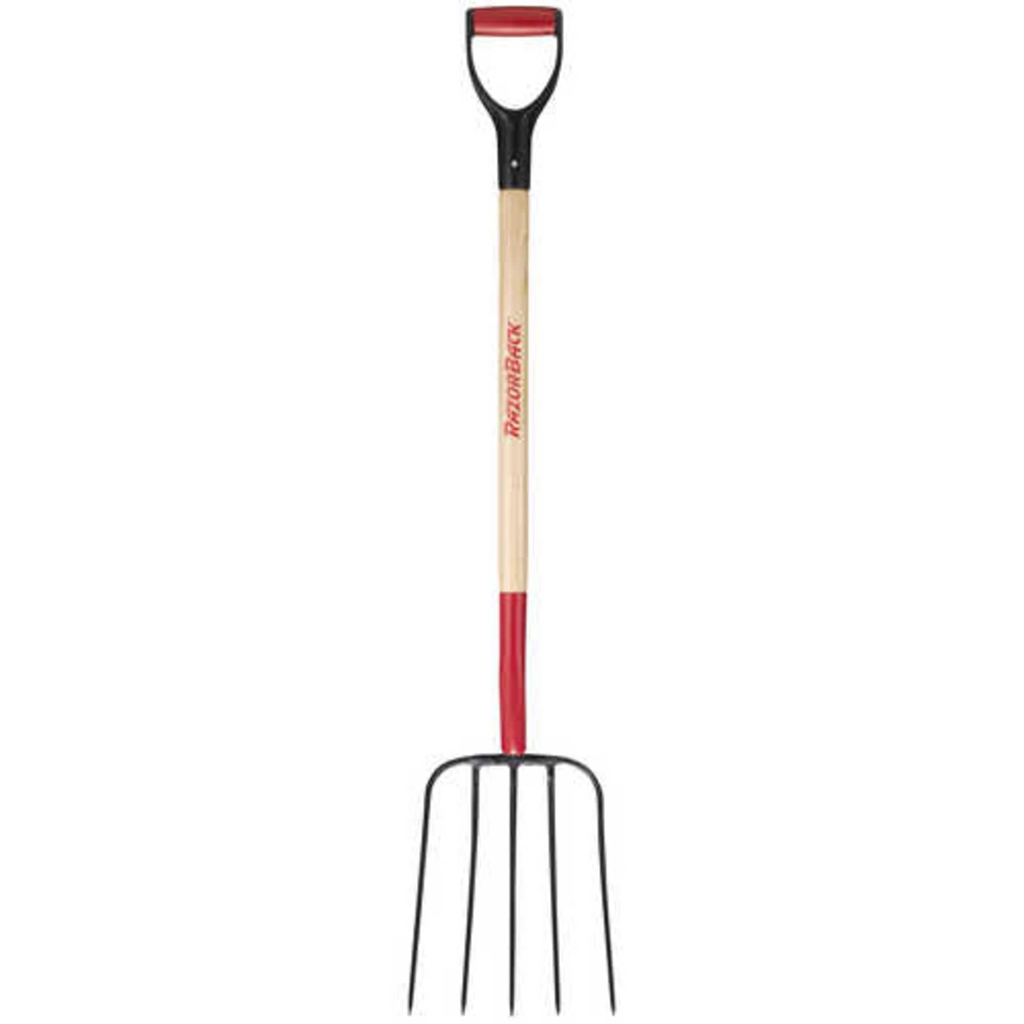 AMES Razor-Back 2827200 5 Tine Compost Fork, Forged, with Wood Handle