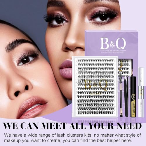 B&Q DIY Eyelash Extension Kit 280 PCS Cluster Lashes Kit C 9-16MIX Diy Lash Extensions Kit with Lash Bond and Seal Lash Remover Lash Applicators for Lash Clusters Lash Kit (Kit-30D+40D-C Curl 9-16mm) - Image 3