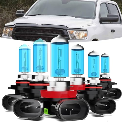Image of Halogen Headlights Fit For Dodge Ram 2009-2012 (4-Headlamps) Headlight Bulbs,9005 /H10 /HB3 High Beam+ H11 /H8 /H9 Low Beam+ 9145 /9140 Fog Light Combo,Plug And Play,Pack of 6