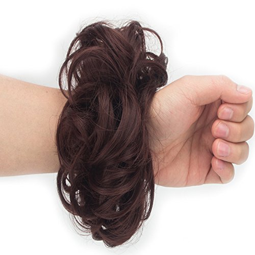 SLLIE Apliques de coque de cabelo bagunçado Chignons Hair Scrunchie Scrunchy Updo Hairpiece, Dark Au