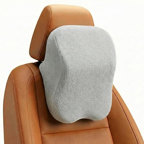 Image of betterhood PosturePro Premium Car Neck Rest Pillow | Car Seat Headrest Pillow | Neck Support Cushion for Comfortable Rides | Memory Foam, Cotton Cover, Large Size | Orthopedic, Ergonomic (Grey)