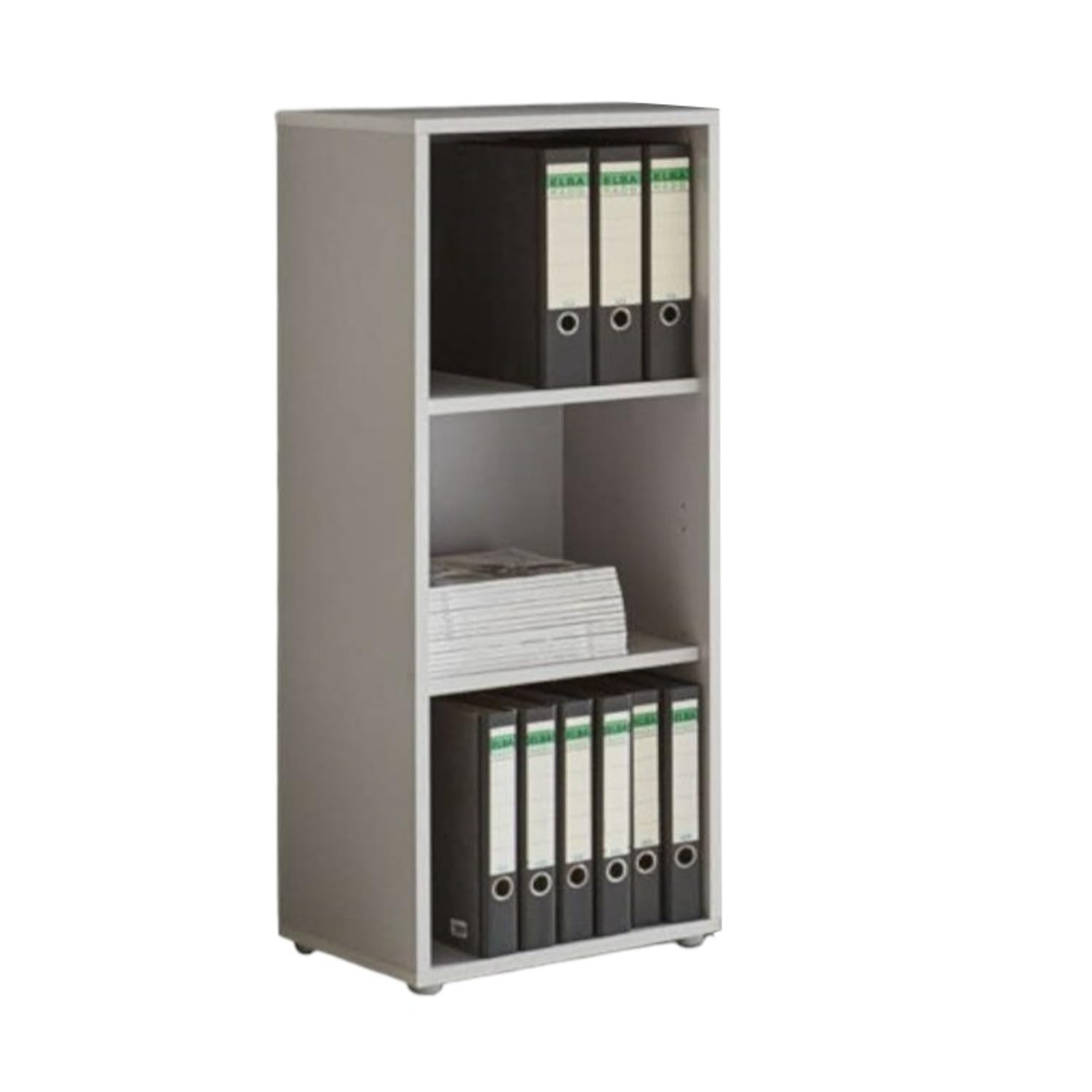 Homeoffice Büromöbel Komplettset Office Edition Set 2 in Grau/Weiß Matt Winkelschreibtisch Rollcontainer Schrankwand Made in Germany