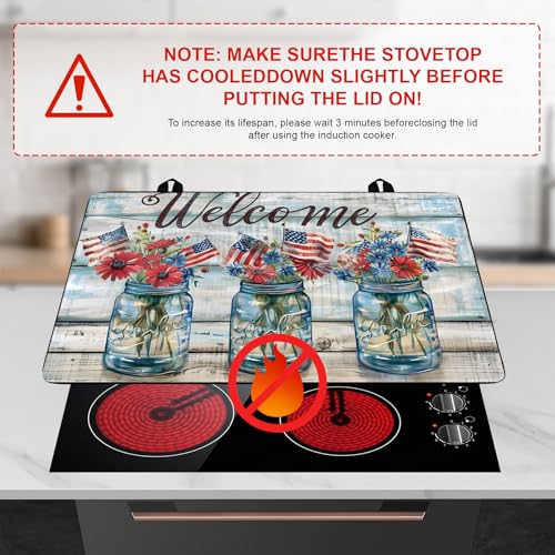 Image of Patriotic Stove Top Cover, Heat Resistant Electric Stove Protector Mat, Large Diatomite Kitchen Counter Mat, Independence Day Decor American Flag Kitchen Accessory (vase, 28x20 Inch)