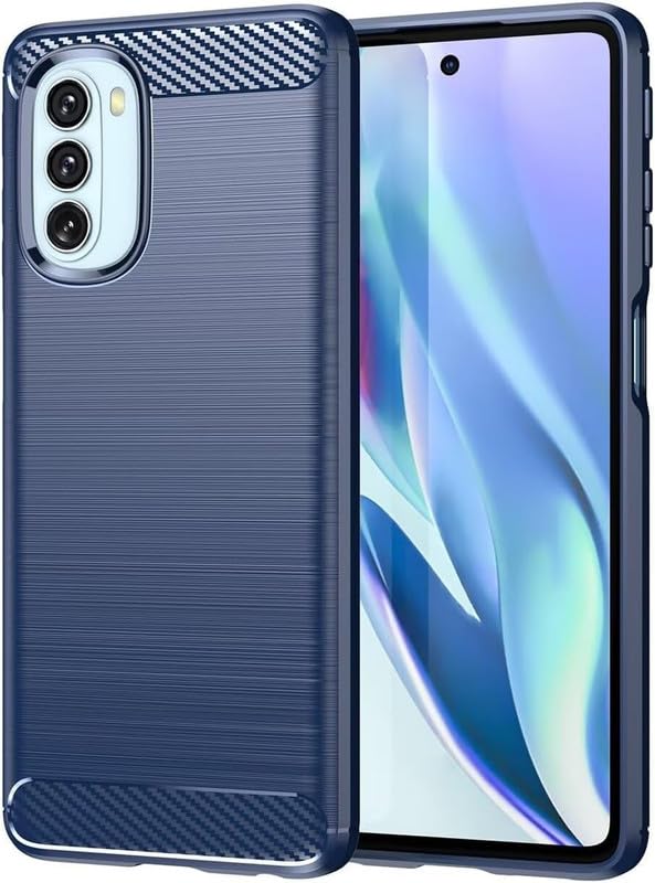 Image of NPRC Hybrid Ultra Slim Protective Case TPU Non-Slip Carbon Fiber Texture Shockproof Case Cover for Moto G51 - Blue