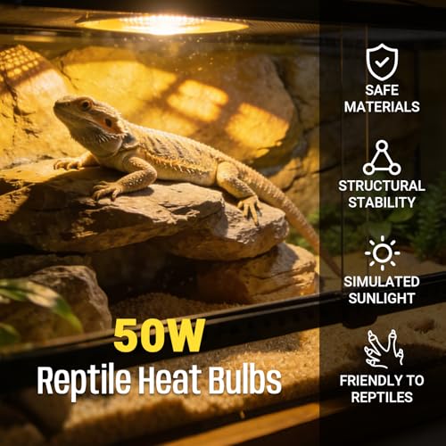 Image of CALPALMY 4-Pack 50W UVA+UVB Bulbs | Heat and Light for Reptiles and Amphibian Tanks, Terrariums and Cages | Works with Various Lamp Fixtures