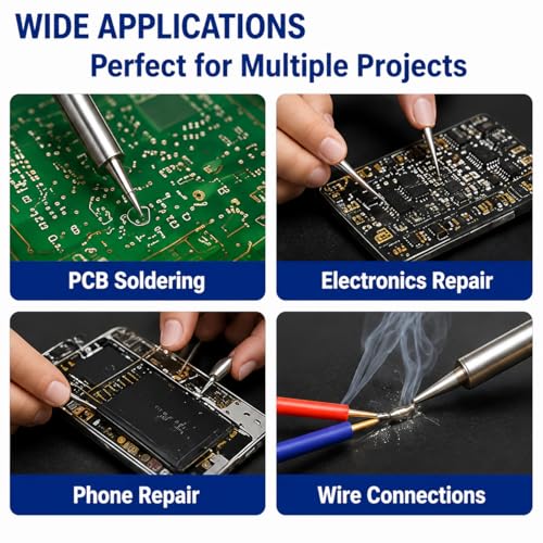 Image of For Electronics Repair - 0.8mm 50g Rosin Core Solder Wire, 63 /37 Tin Lead Alloy, Low Melting Point 361℉ /183℃, 2.2% Flux for PCB Soldering & DIY Electronics (0.8mm 50g)
