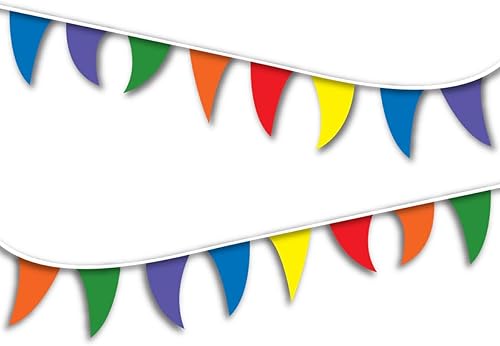 COSCO Banderas encordadas, banderín, 30 pies, varios colores brillantes