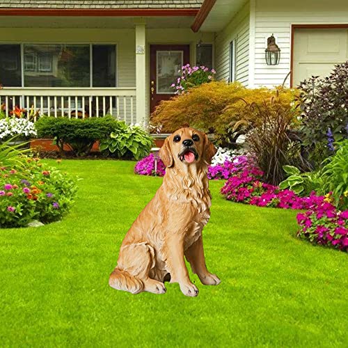 Realistyczna figurka psa Golden Retriever do dekoracji ogrodu na zewnątrz, symulowana figurka labradora na podwórko, ozdoba do domu