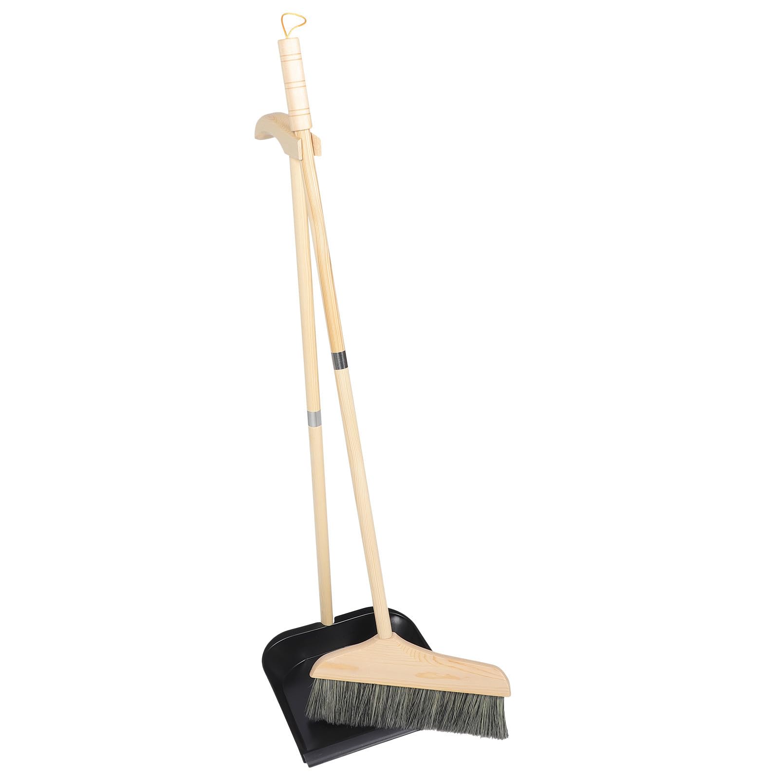 Gadpiparty Escoba y Recogedor de Madera Cerdas de Limpieza Ligera y Fácil de Usar para Hogar y Talleres, Adecuado para Barrer Suelos y Eliminar Polvo
