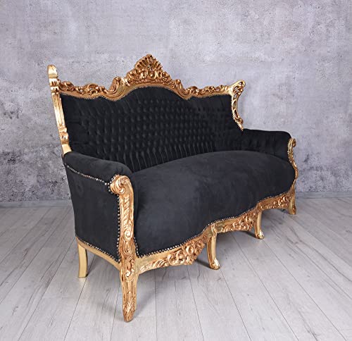 Prunksofa barockes Salon Sofa Schwarz Gold Antik Stil Sitzbank 200 cm cat599a02 Palazzo Exklusiv – Bild 7
