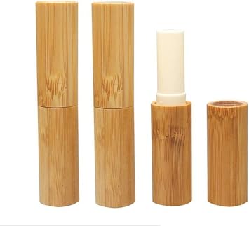 3Pcs 3ml Natural Bamboo Lip Balm Tubes, Empty Twist-up Lipstick Tubes, Refillable Lip Balm Containers for DIY Homemade Lipstick, Solid Perfume