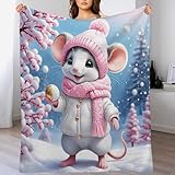 Decke Flannel Kuscheldecken Animal Maus Couchdecke, Warme Weiche Vier Jahreszeiten Decken, Schlafdecke Tagesdecke 100×130cm