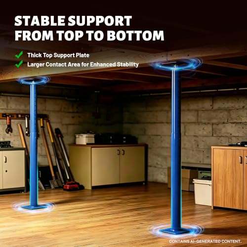 Image of House Floor Jack, 2 Pack 16070 lbs Structural Support Jack Stand for Basement, Beam and Floor Support, Mobile Home Leveling Post Pole, Adjustable Steel Jack Post