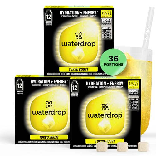 waterdrop® Microenergy Turbo Boost - Boisson Énergisante Sans Sucre, Boisson Gazeuse Idéale pour Pre Workout, 36 Cubes Effervescents avec 160 mg de Caféine...
