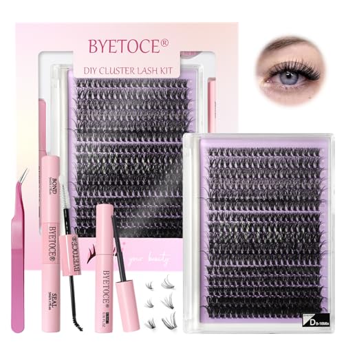 Eyelash Extension Kit 320Pcs False Eyelashes 9-16 Mix 30D-40D-50D Wispy Fluffy Faux Mink Lashes C Curl Diy Lash Extension Kit Natural Look Fake Eyelashes with Lash Bond and Seal Black 30D+40