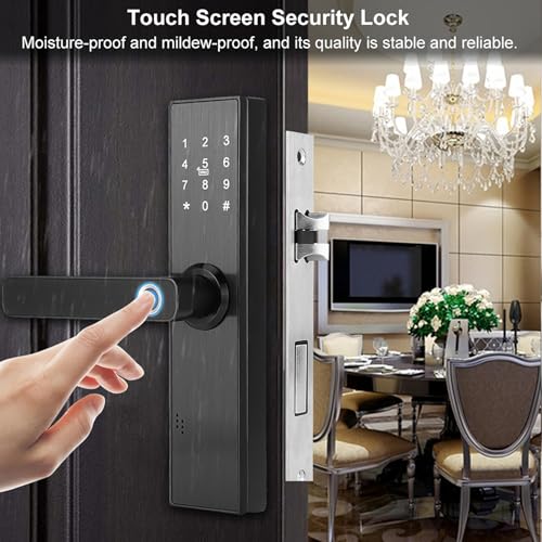 Cerradura de puerta sin llave WiFi de huella dactilar y pantalla táctil, contraseña electrónica biométrica IC Card Smart Entry Door Lock Soporte APP con llave mecánica para Office Hotel Home - imagen 2