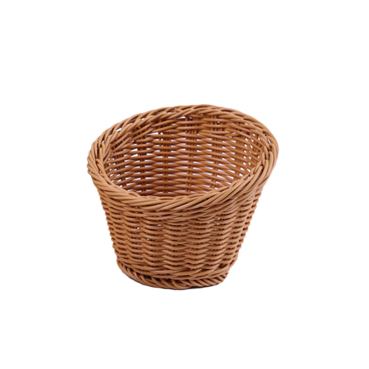 Happyyami Simulated Rattan Storage Basket Medium Braided Container for Home Restaurant and Party Use for Fruits Vegetables and Food Serving Stylish Design