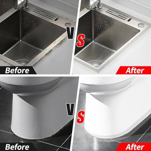 Image of 3 Rolls 1.5 Inch Caulk Tape Self Adhesive Toilet Caulking Strip Bathroom Sealing Caulk Strip Peel and Stick Bathtub Caulking Tape, 10.5 Feet Each Roll (Clear)