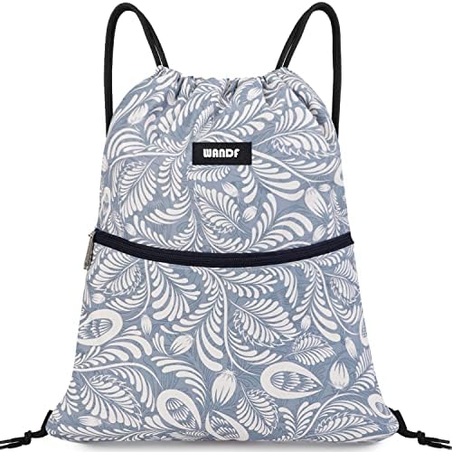 WANDF Drawstring Backpack String Bag Sackpack Cinch Water Resistant Nylon for Gym Shopping Sport Yoga