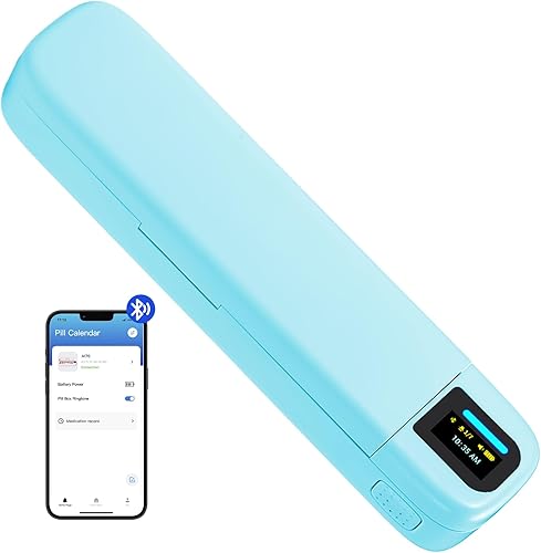 Daviky Organizador inteligente de pastillas con alarma, Bluetooth diario una vez al día, pastillero de 7 días con aplicación, pastillero de viaje