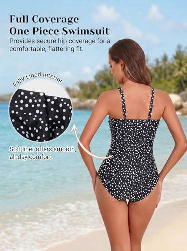Image of Smismivo Tummy Control Swimwear Strapless One Piece Swimsuit Ruched Bathing Suits for Women Slimming Bandeau Tube Top Bikini