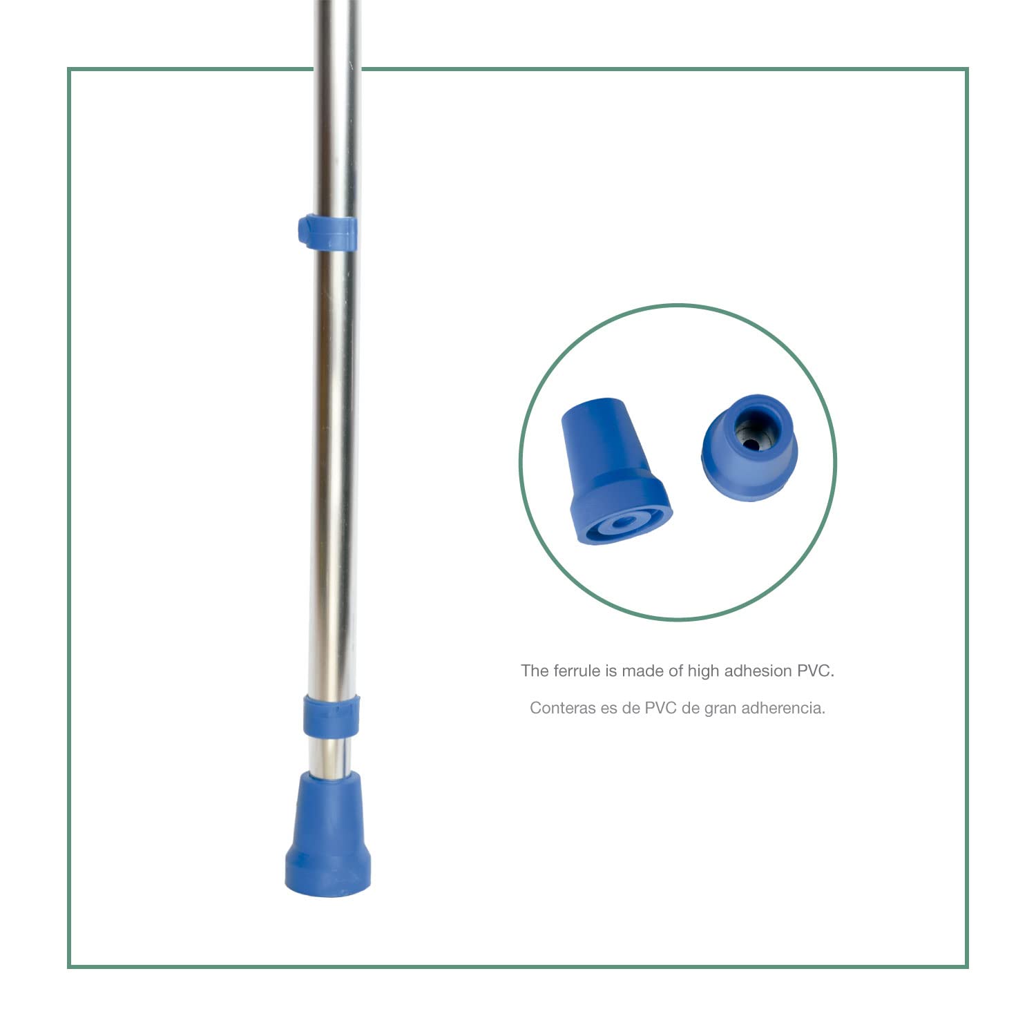 Muletas Adulto Regulables Aluminio, Pack de 2 Unidades. Ortopédicas con Contera Antideslizante. Anatómicas y Resistentes. Ajustables con Práctico Clip. Muletas Azules. Fabricado en España